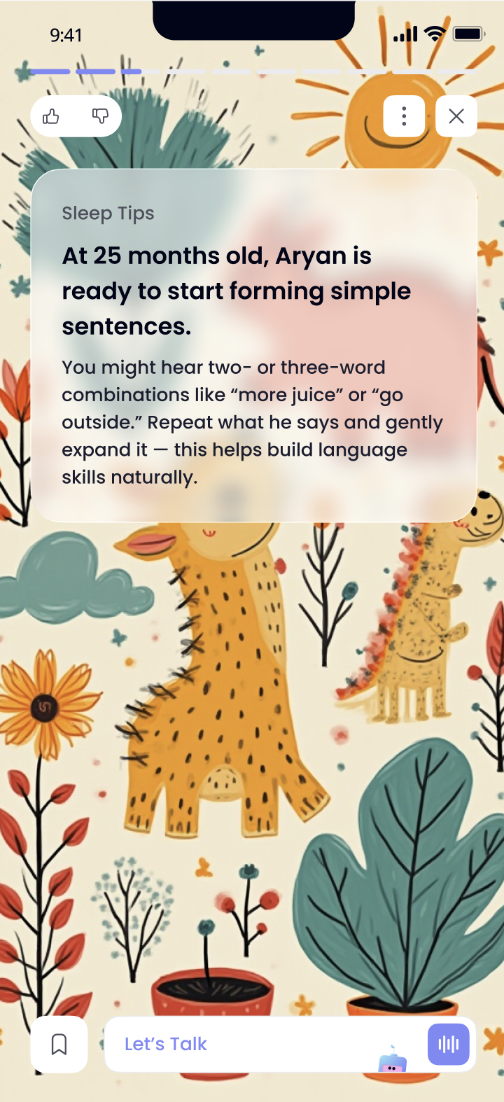 Bubu child profile screen for personalized parenting guidance